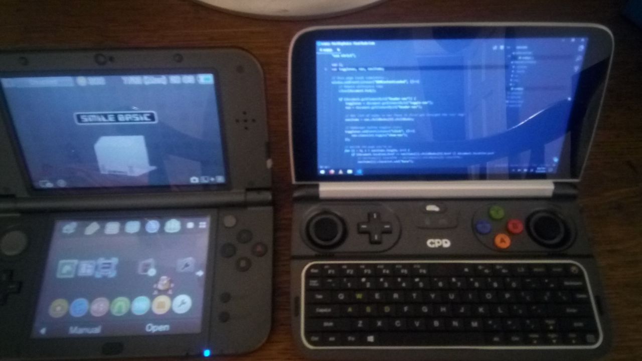 The GPD Win 2 (right) is a bit bigger than the 3DS.